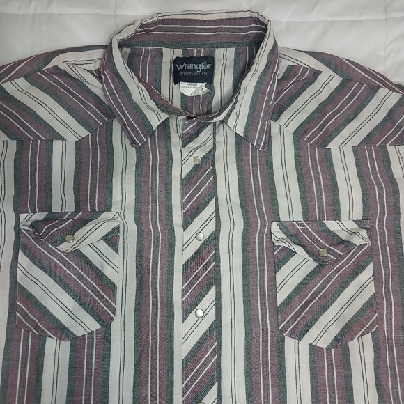 Wrangler Men's Vintage Pearl Snap Striped Shirt - Red, Green, and White Size 4X - Picture 1 of 5